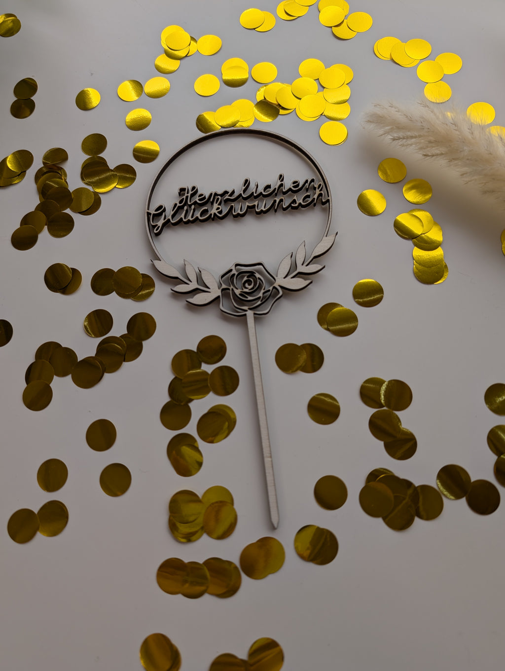 Elegant wooden cake topper, Happy Birthday