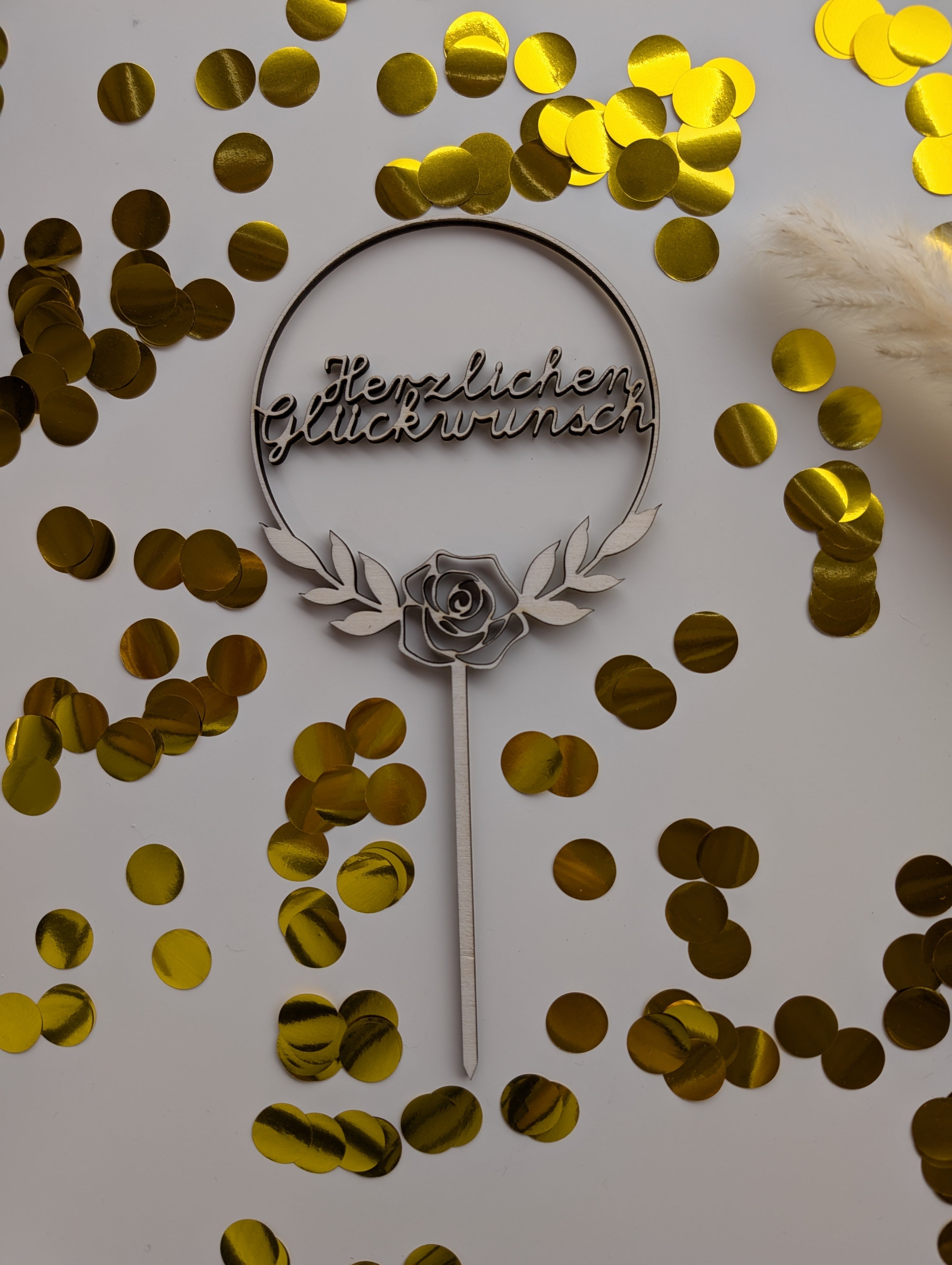 Elegant wooden cake topper, Happy Birthday