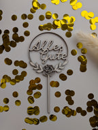 Elegant wooden cake topper, Happy Birthday