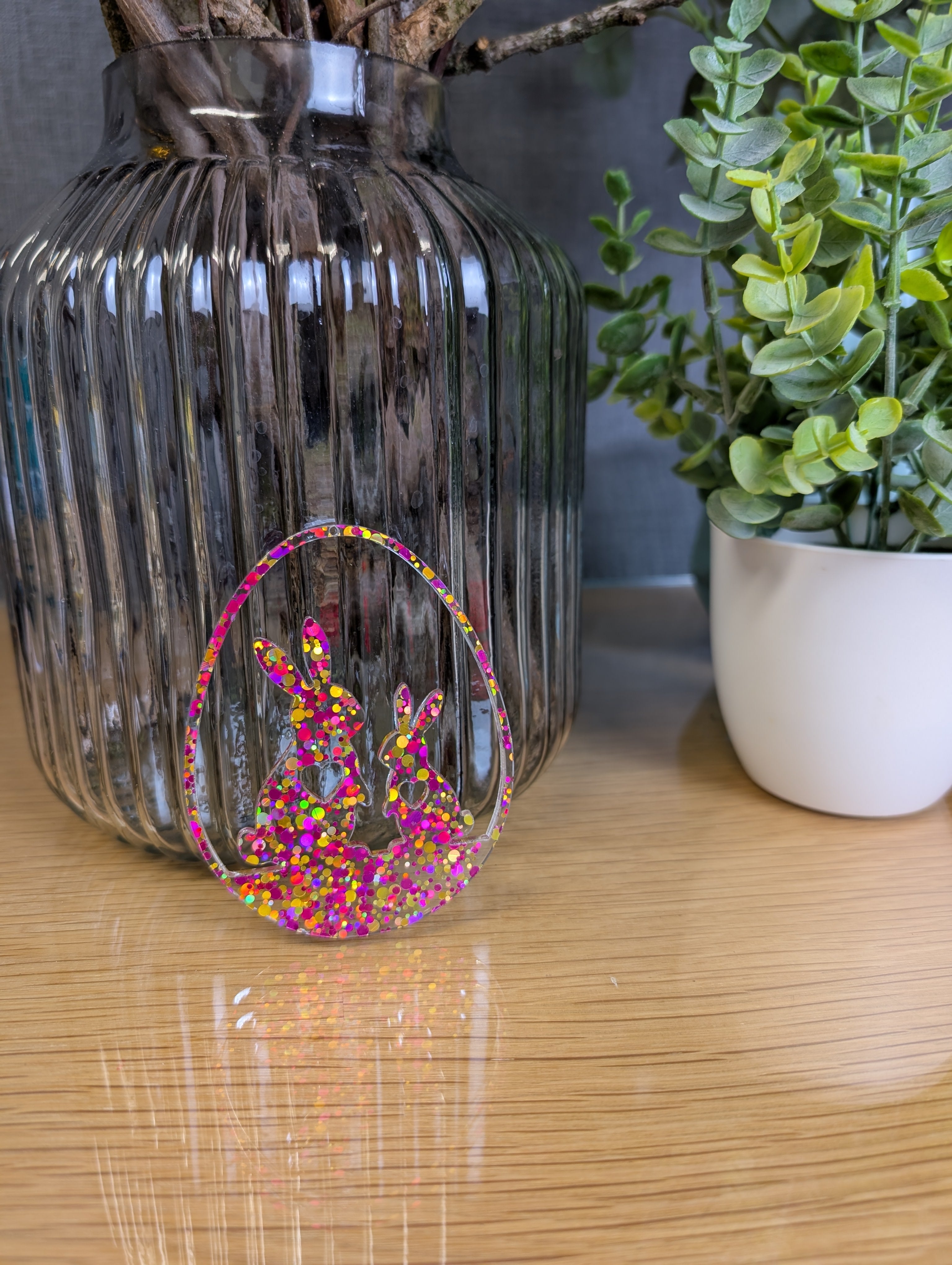 Osterdekoration Zwei Hässchen