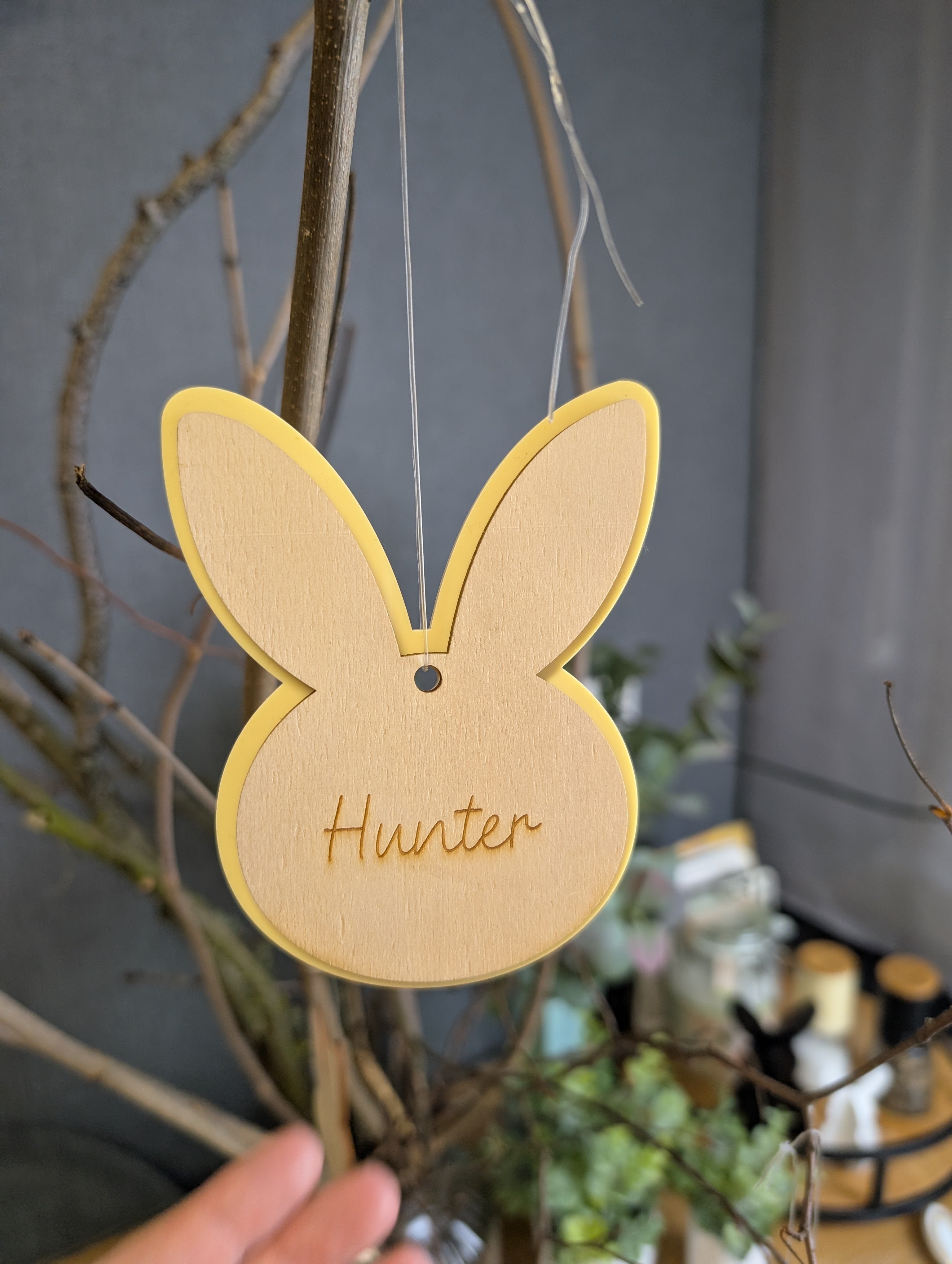Personalisierter Hasen-Anhänger „Duo-Layer“