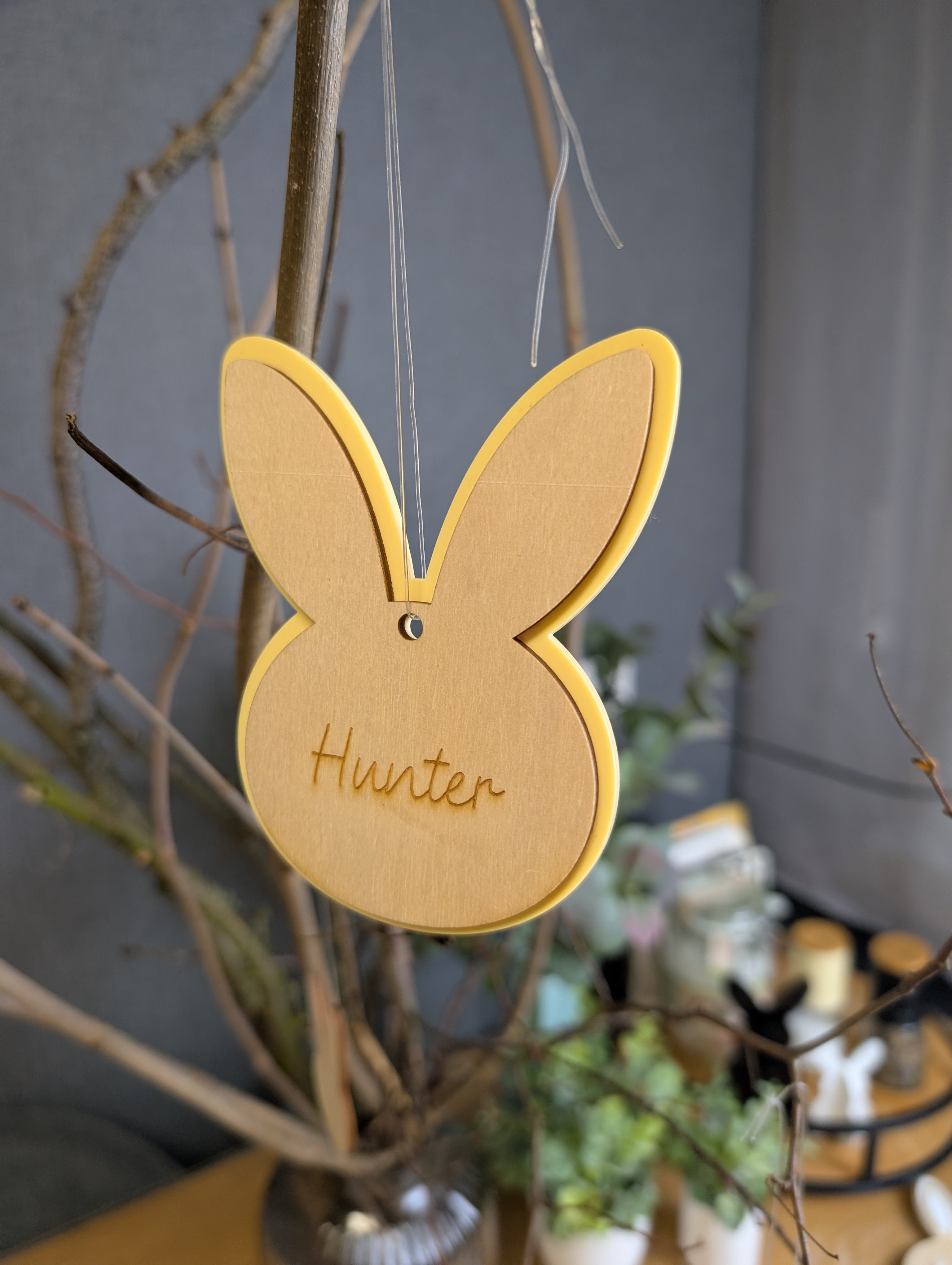 Personalisierter Hasen-Anhänger „Duo-Layer“