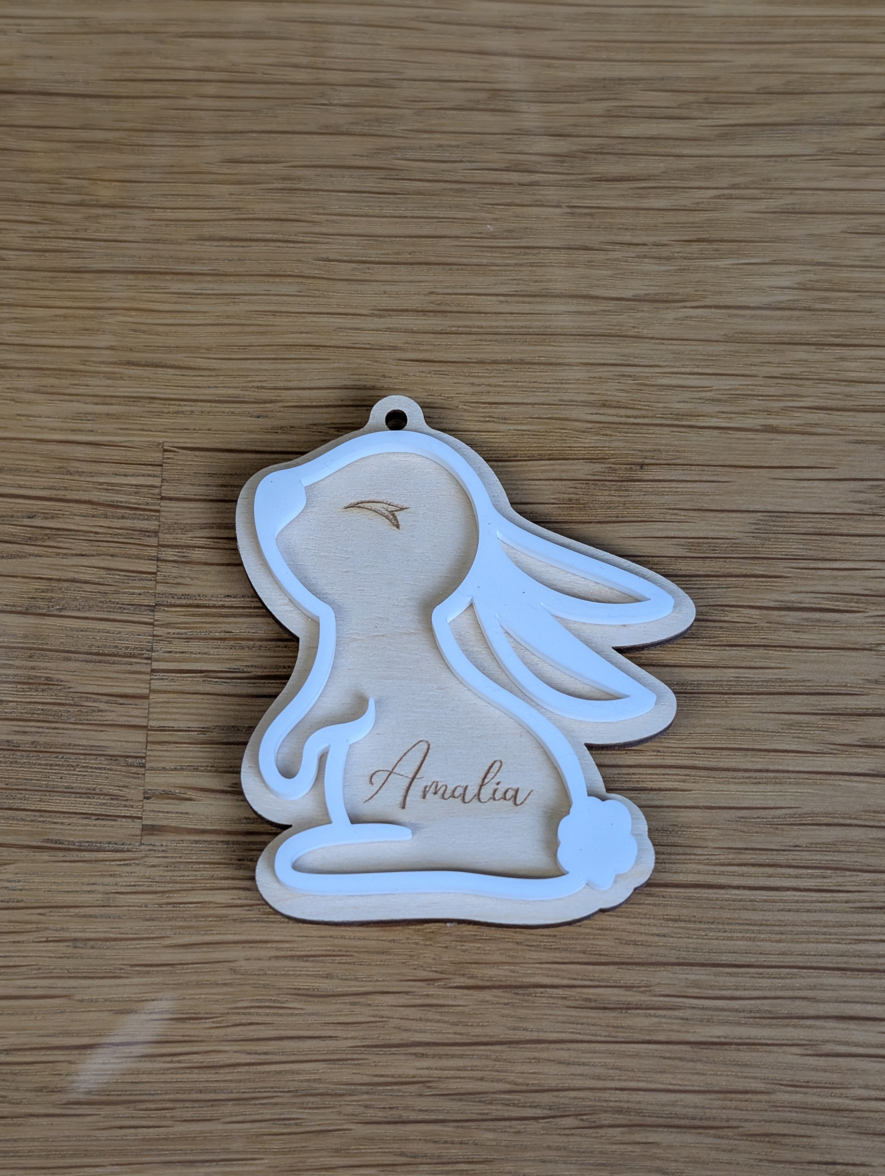 Personalisierter Hasen-Anhänger „Schlummerhase“ | 3D-Optik