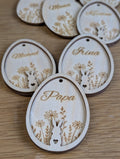Holz-Ei „Wildblume“ personalisiert | Gravur & 3D-Hase