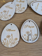 Holz-Ei „Wildblume“ personalisiert | Gravur & 3D-Hase