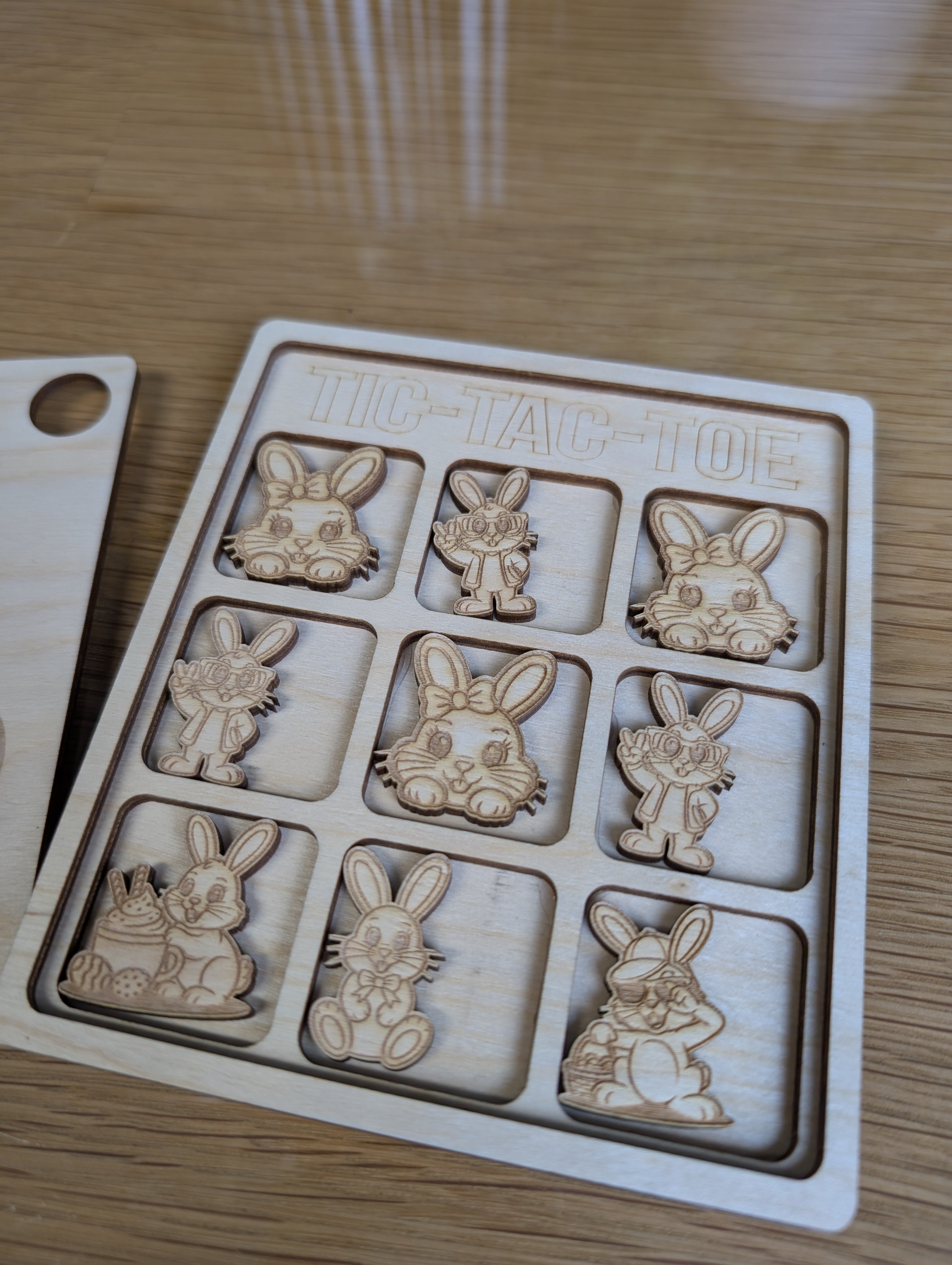 Holz-Reisespiel „Hasen-Tic-Tac-Toe“ | Oster-Edition