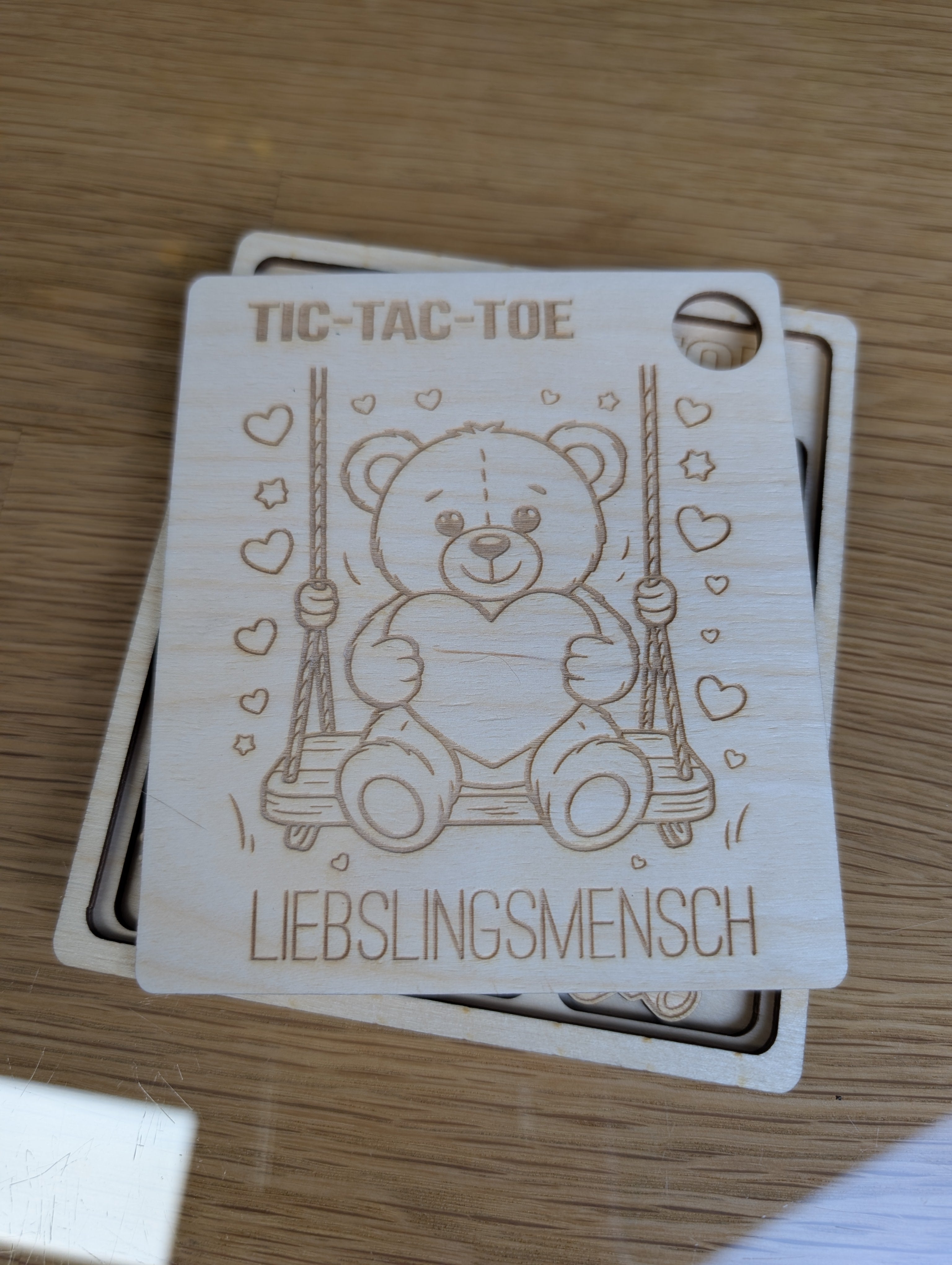 Holz-Reisespiel „Bärige Liebe“ | Valentinstag Tic-Tac-Toe