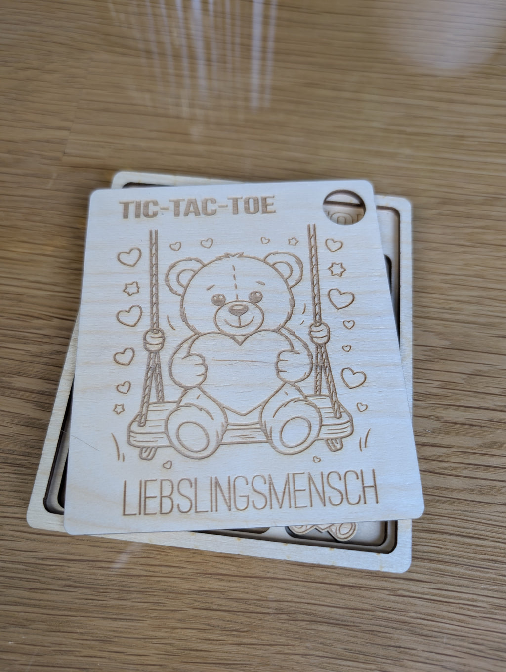 Holz-Reisespiel „Bärige Liebe“ | Valentinstag Tic-Tac-Toe