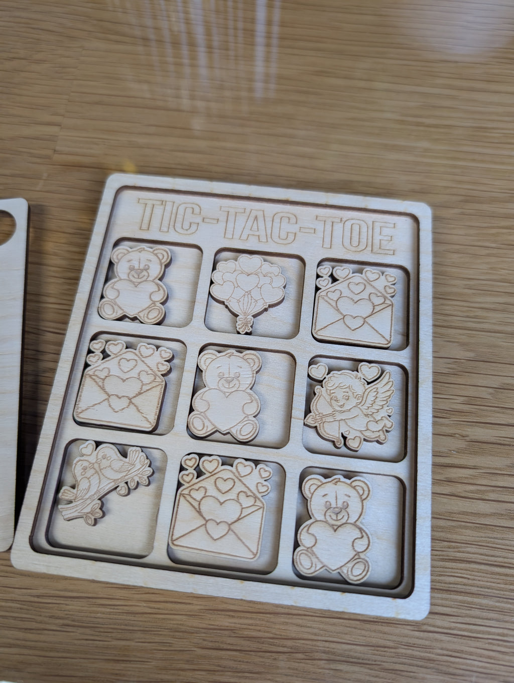 Holz-Reisespiel „Bärige Liebe“ | Valentinstag Tic-Tac-Toe