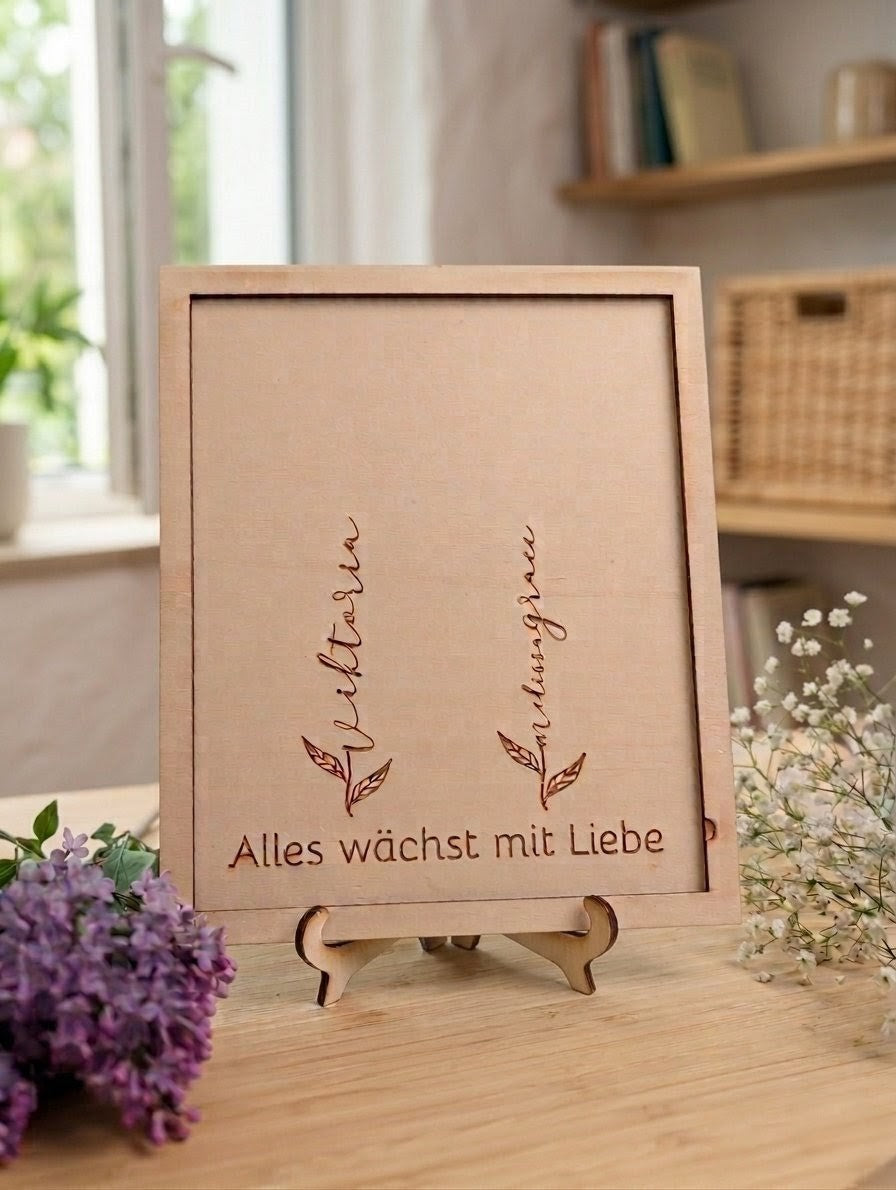 Personalisiertes Fingerabdruck-Schild aus Holz | Geschenk für Mama
