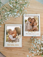 Personalisierter Magnet-Bilderrahmen aus Holz | Geschenk für Mama