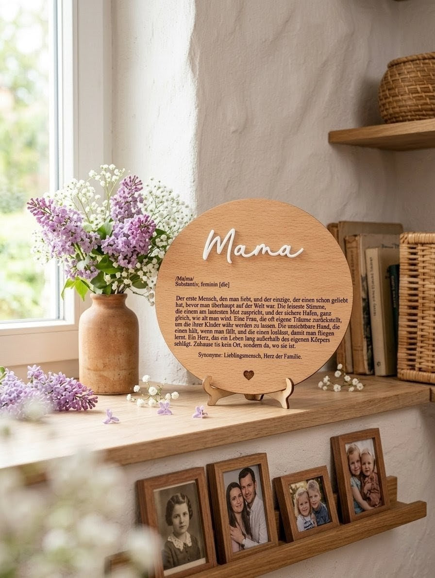 Holzschild "Definition Mama" mit 3D-Schrift | Emotionales Geschenk