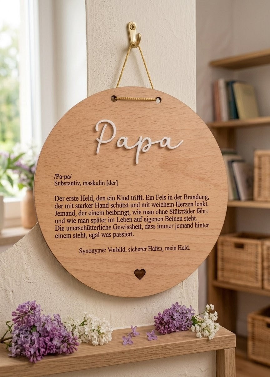 Holzschild "Definition Papa" mit 3D-Schrift | Emotionales Geschenk