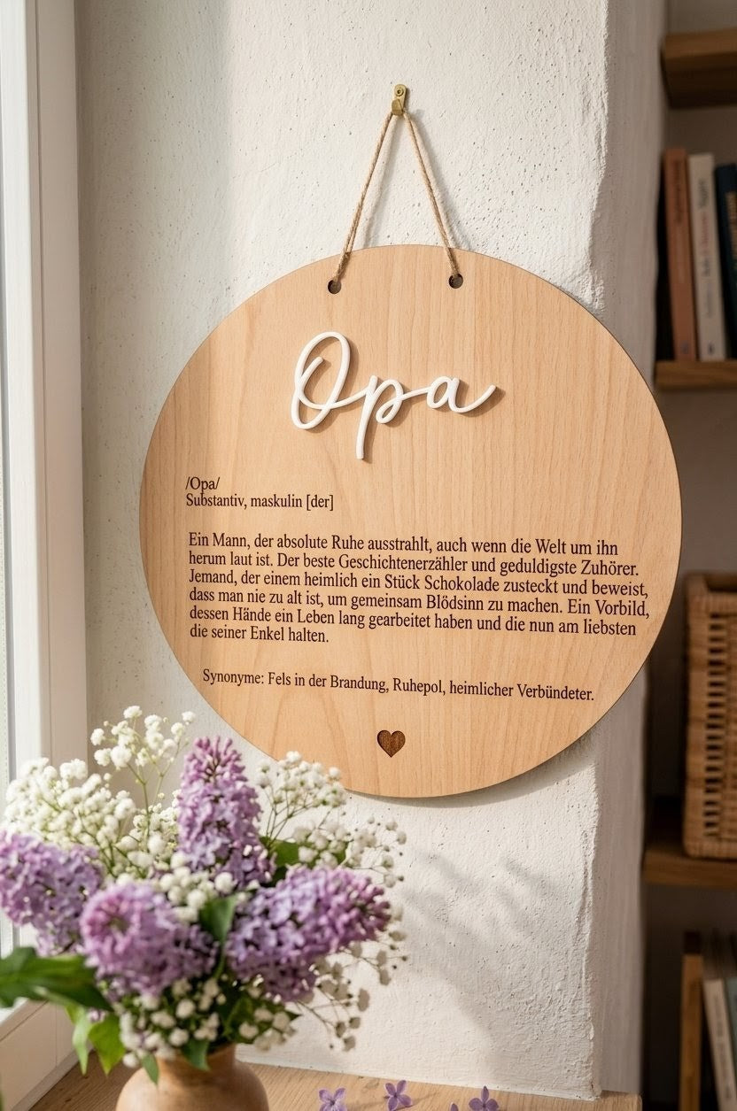 Holzschild "Definition Opa" mit 3D-Schrift | Emotionales Geschenk
