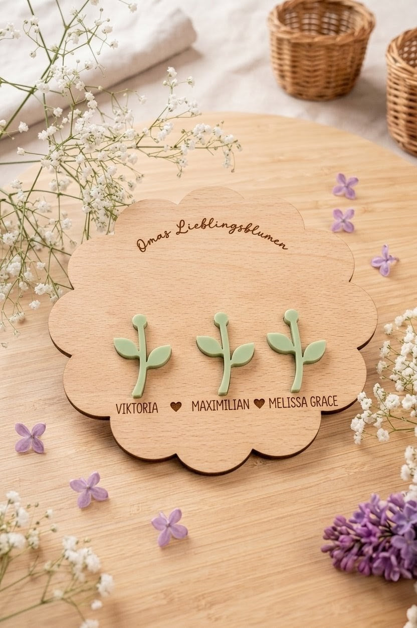 DIY-Holzschild "Lieblingsblumen" für Fingerabdrücke | Personalisiertes Geschenk