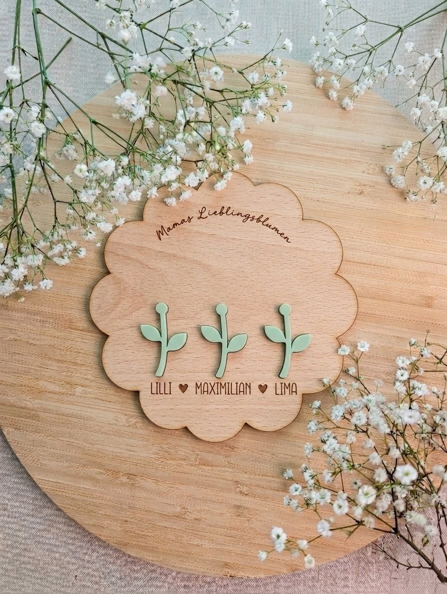 DIY-Holzschild "Lieblingsblumen" für Fingerabdrücke | Personalisiertes Geschenk