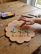 DIY-Holzschild "Lieblingsblumen" für Fingerabdrücke | Personalisiertes Geschenk