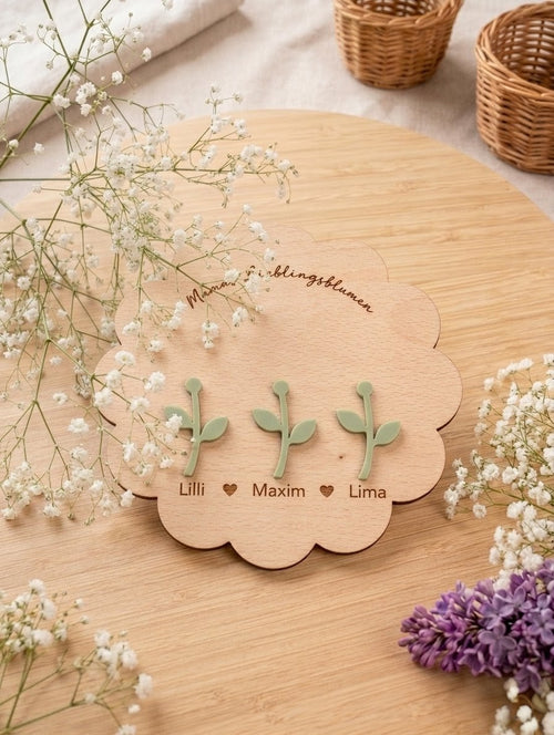 DIY-Holzschild "Lieblingsblumen" für Fingerabdrücke | Personalisiertes Geschenk