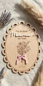 Holzschild "Weltbeste Mama / Oma" mit 3D-Effekt