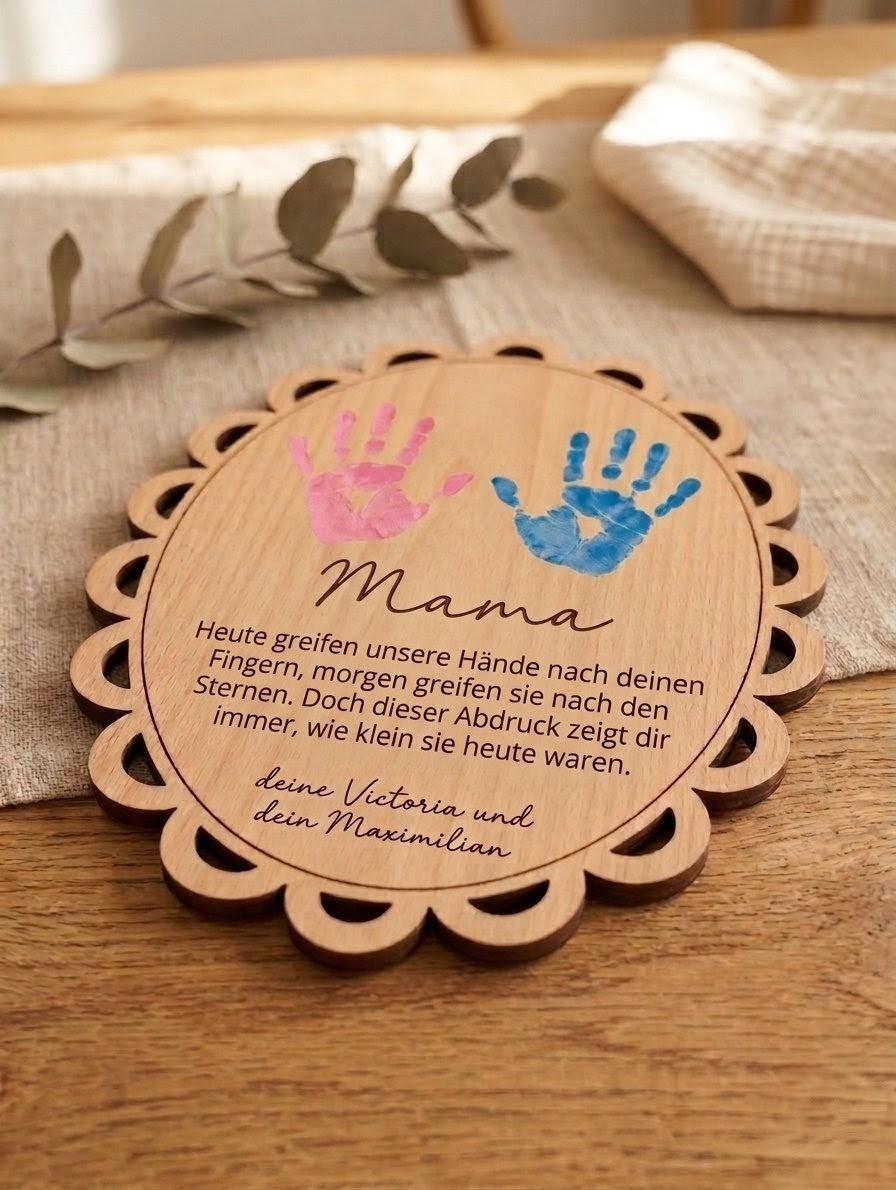 DIY Holzschild Handabdrücke mit Spruch | Personalisiert