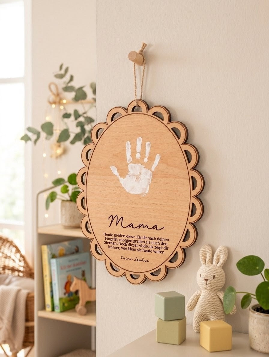 DIY Holzschild Handabdrücke mit Spruch | Personalisiert