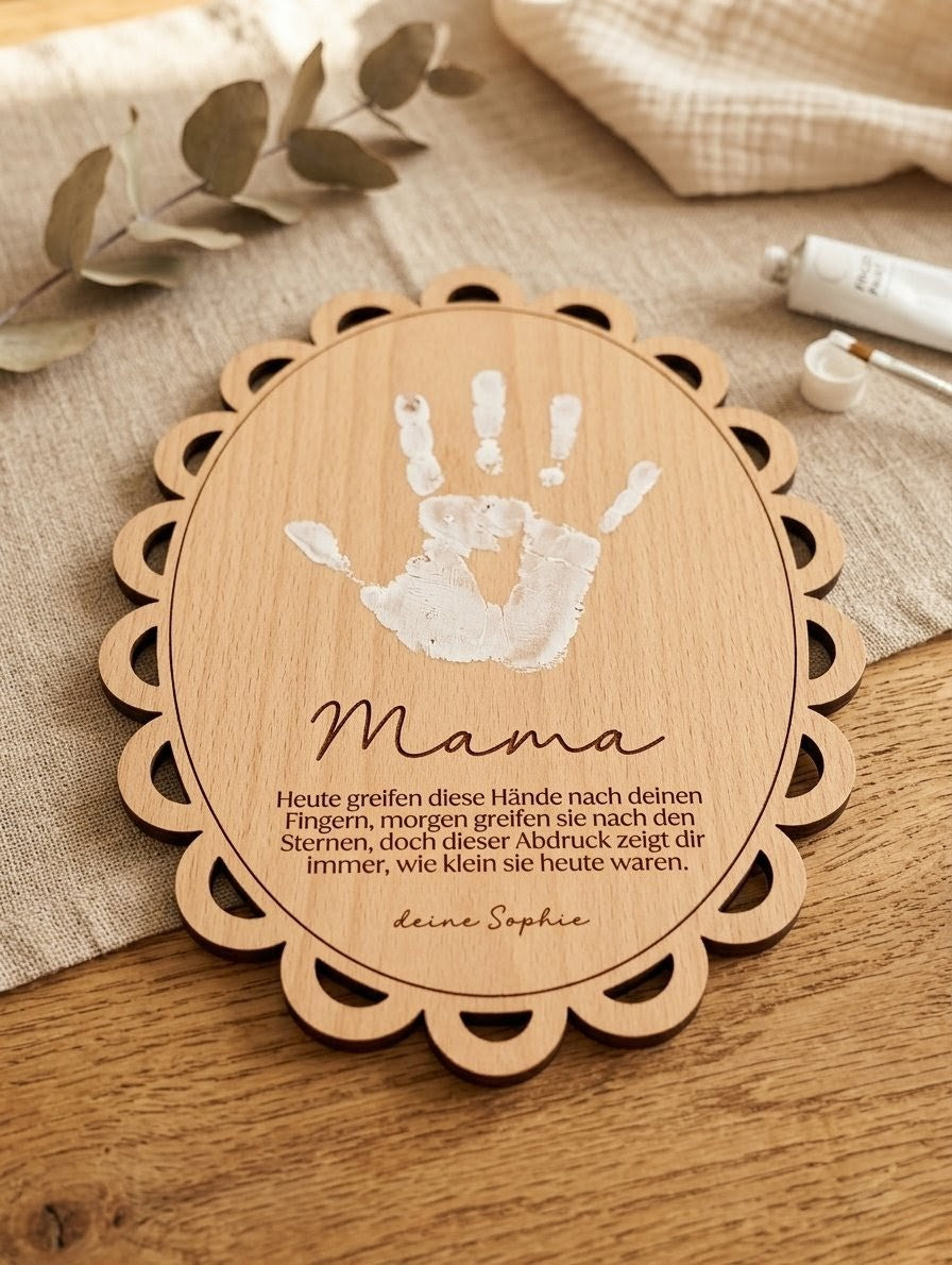 DIY Holzschild Handabdrücke mit Spruch | Personalisiert