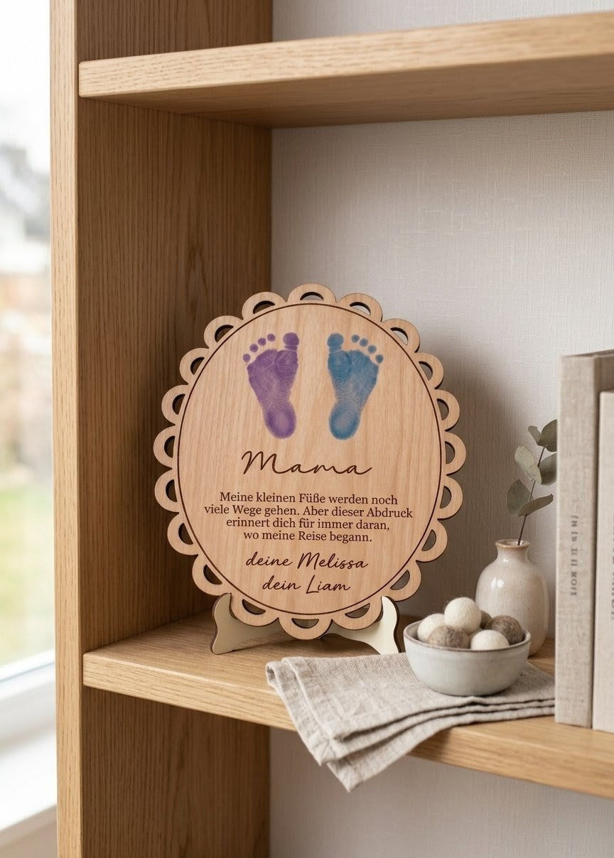 DIY Holzschild Fußabdruck mit Spruch | Personalisiert