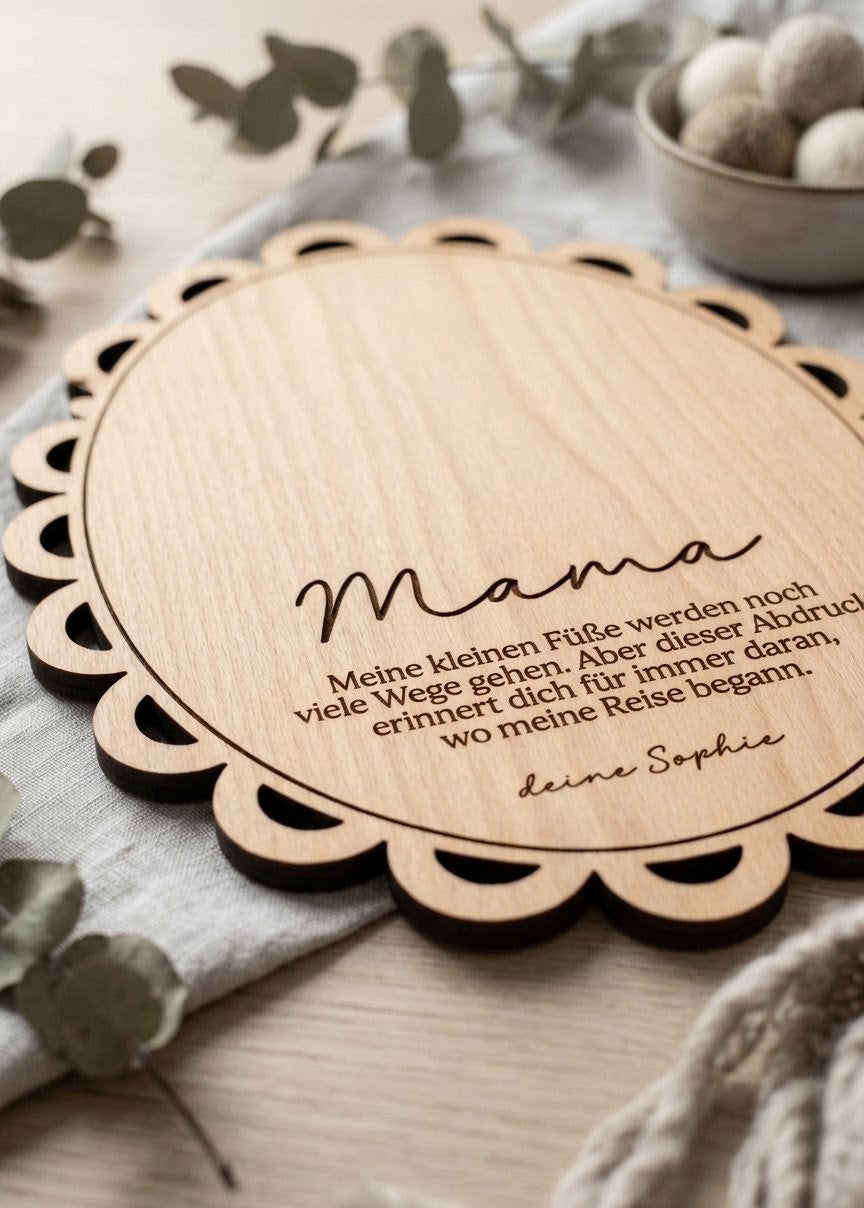 DIY Holzschild Fußabdruck mit Spruch | Personalisiert