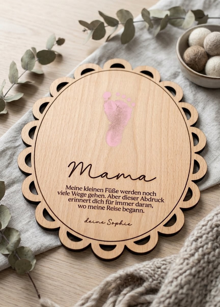 DIY Holzschild Fußabdruck mit Spruch | Personalisiert