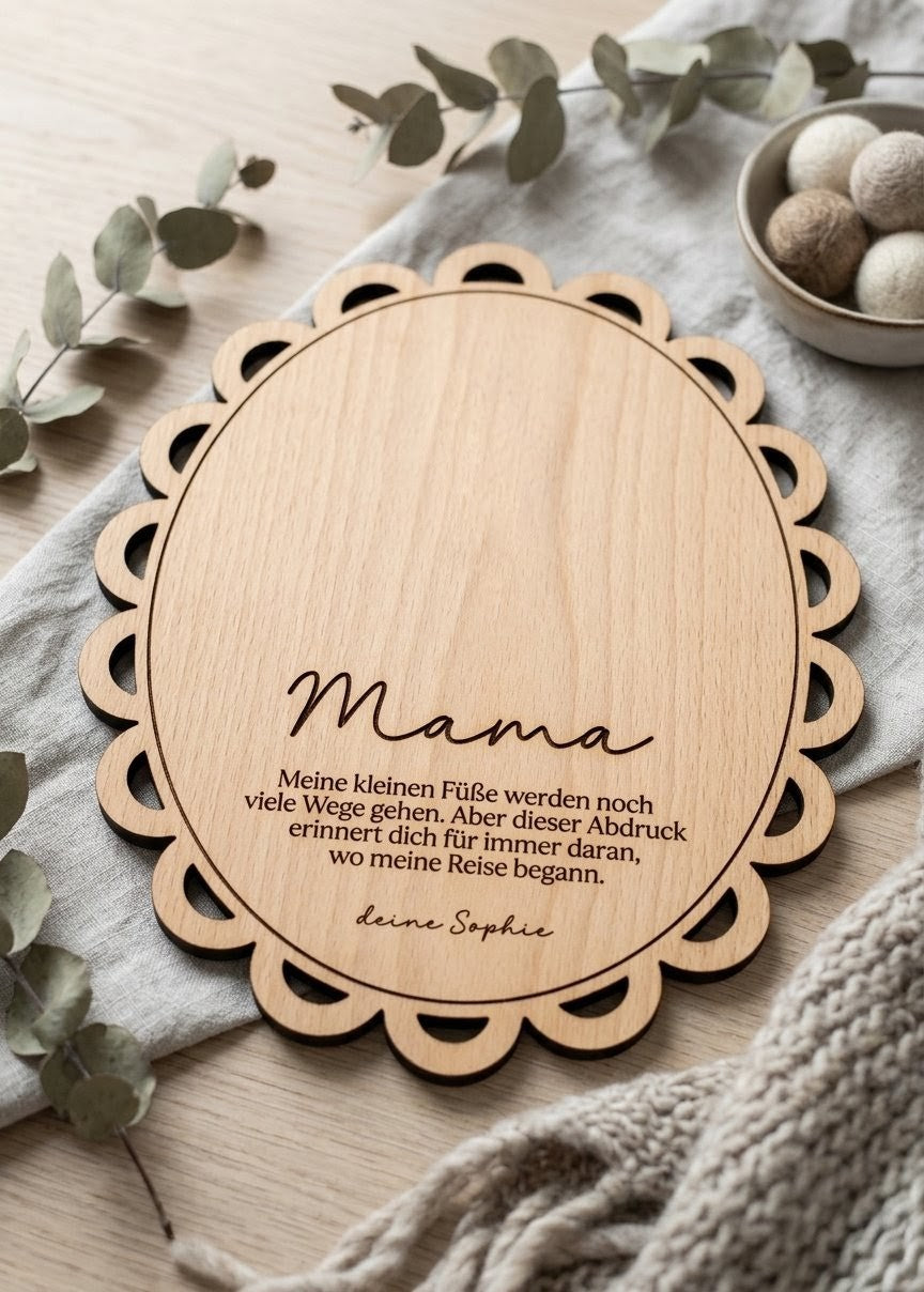 DIY Holzschild Fußabdruck mit Spruch | Personalisiert