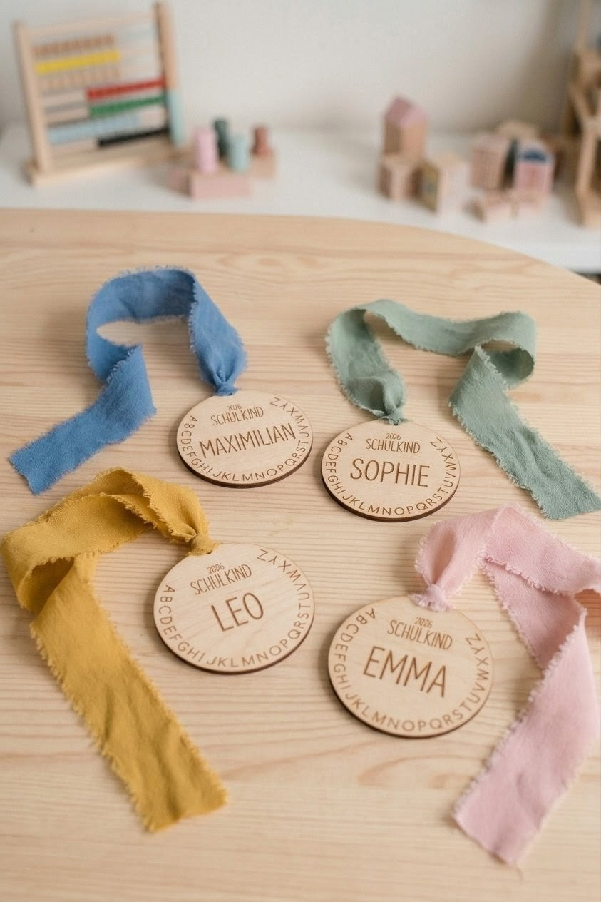 Schultüten-Anhänger "ABC Schulkind" aus Holz | Personalisiert & Graviert
