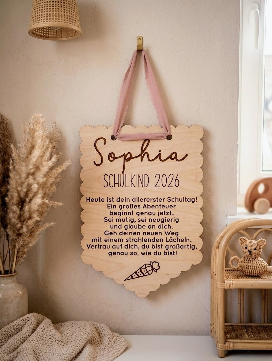 Affirmationsschild zur Einschulung aus Holz | Personalisiertes Geschenk