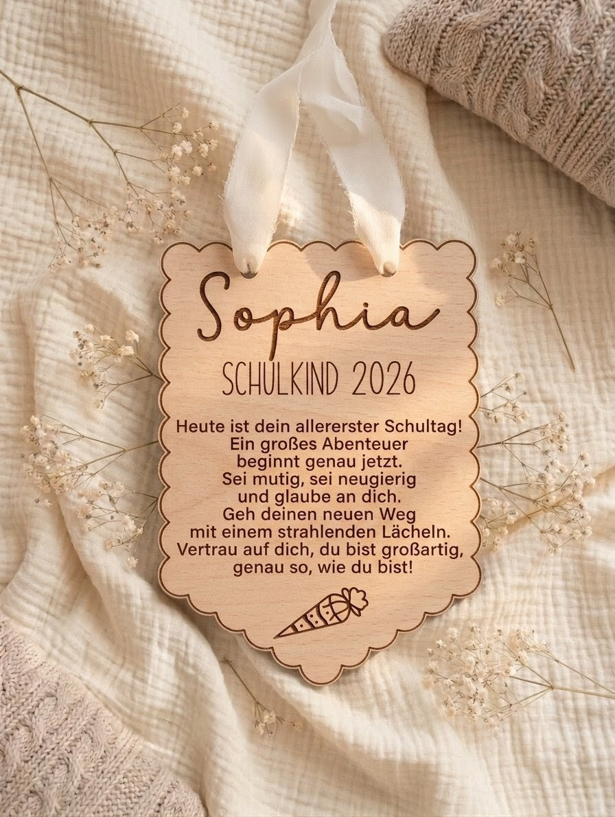 Affirmationsschild zur Einschulung aus Holz | Personalisiertes Geschenk