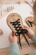 Holz-Lernschuh Set zum Schnürsenkel binden | Personalisiert