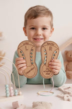 Holz-Lernschuh Set zum Schnürsenkel binden | Personalisiert