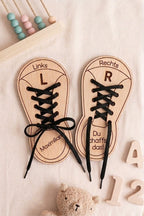 Holz-Lernschuh Set zum Schnürsenkel binden | Personalisiert