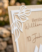 XXL Willkommensschild für Events aus Holz & 3D-Acryl | Personalisiert