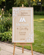 XXL Willkommensschild für Events aus Holz & 3D-Acryl | Personalisiert