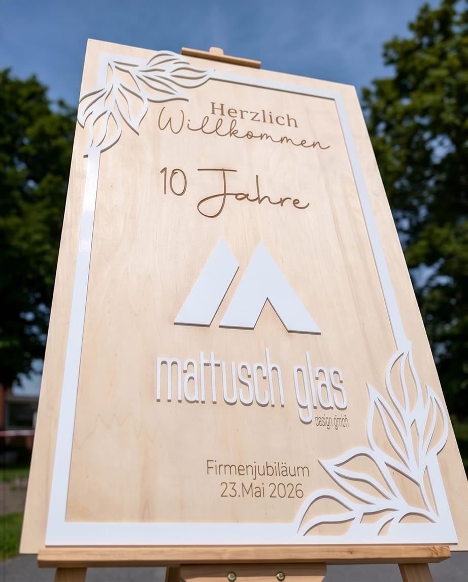 XXL Willkommensschild für Events aus Holz & 3D-Acryl | Personalisiert