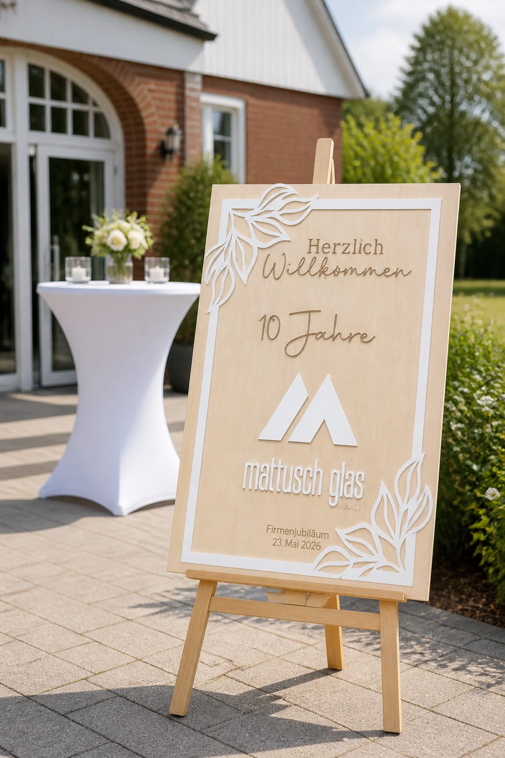 XXL Willkommensschild für Events aus Holz & 3D-Acryl | Personalisiert