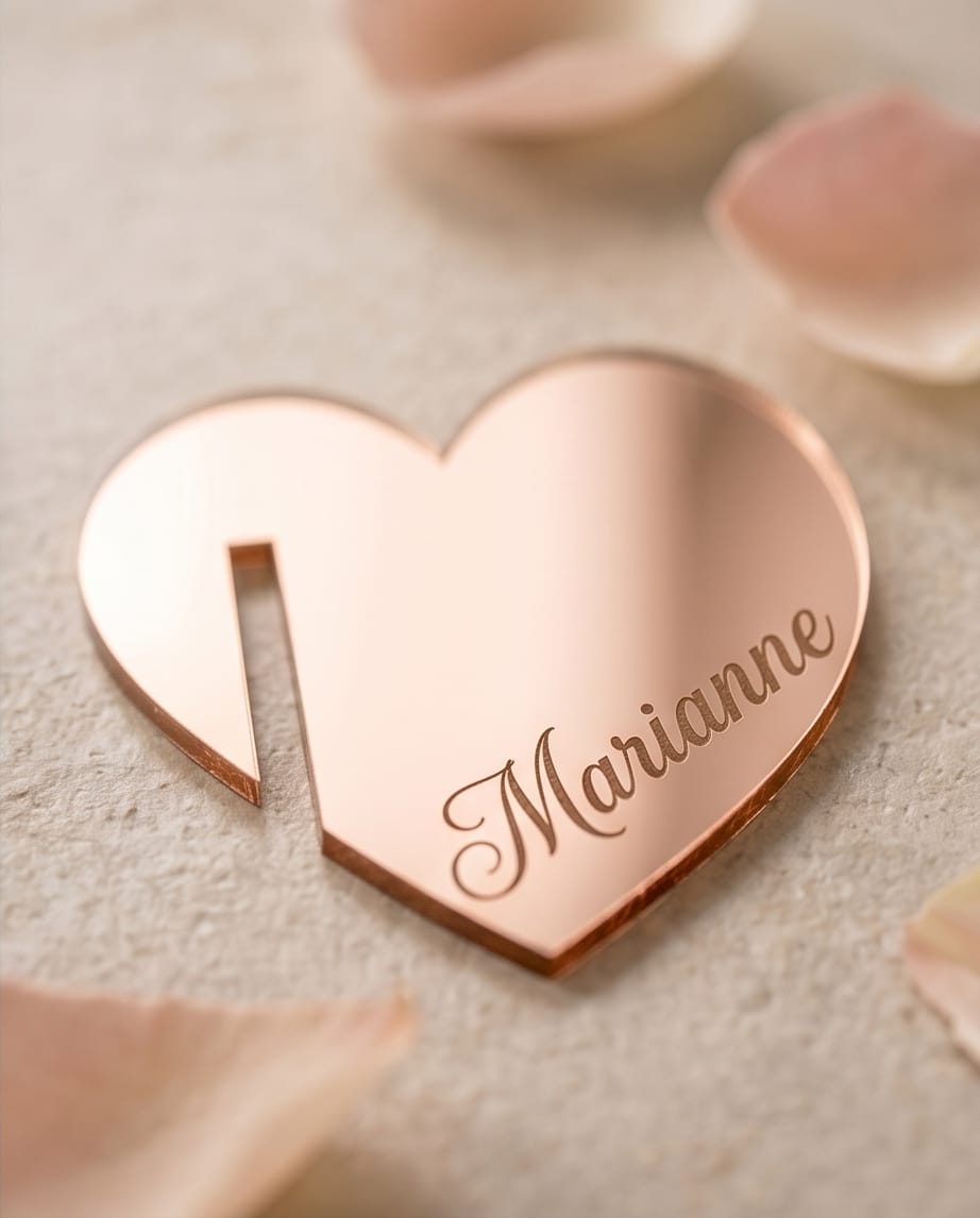 Personalisierte Glasanhänger "Herz" aus Acryl | Platzkarten für Hochzeit & Geburtstag