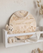 Personalisiertes Geburtsschild aus Holz | 3D-Acryl oder Gravur (Deutsch & Russisch)