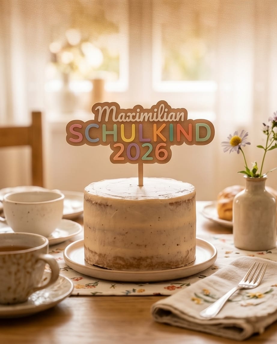 Personalisierter Cake Topper "Schulkind 2026" | 3D-Acryl Tortenstecker zur Einschulung
