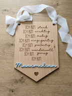Personalisiertes Affirmations-Schild für Kinder | "Ich bin" Holz-Wanddeko mit 3D-Wunschname