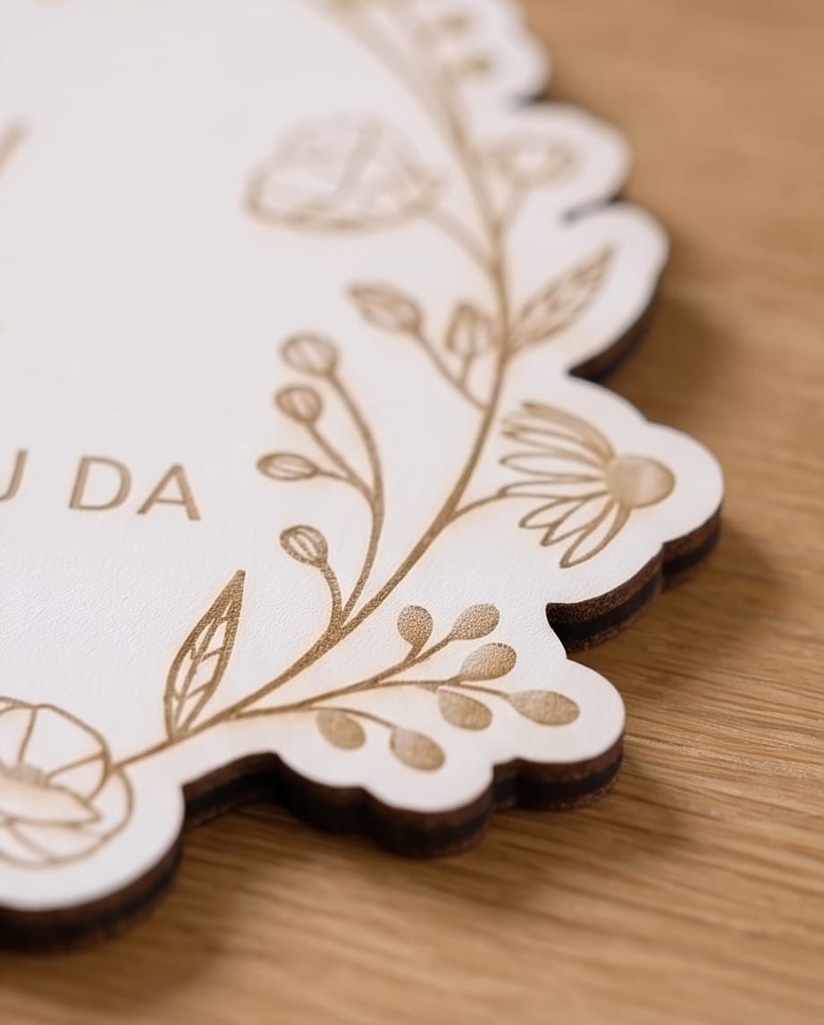 Personalisierte Platzkarte aus Holz "Wildblumen" | Tischkarte mit Konturschnitt für Hochzeit & Event
