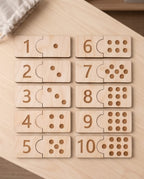 Montessori Zahlen-Puzzle aus Holz (1-10) | Pädagogisches Lernspielzeug inkl. Baumwollsäckchen