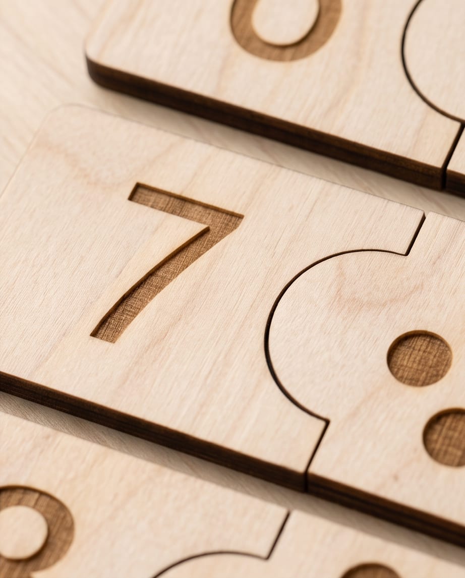 Montessori Zahlen-Puzzle aus Holz (1-10) | Pädagogisches Lernspielzeug inkl. Baumwollsäckchen