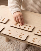 Montessori Zahlen-Puzzle aus Holz (1-10) | Pädagogisches Lernspielzeug inkl. Baumwollsäckchen