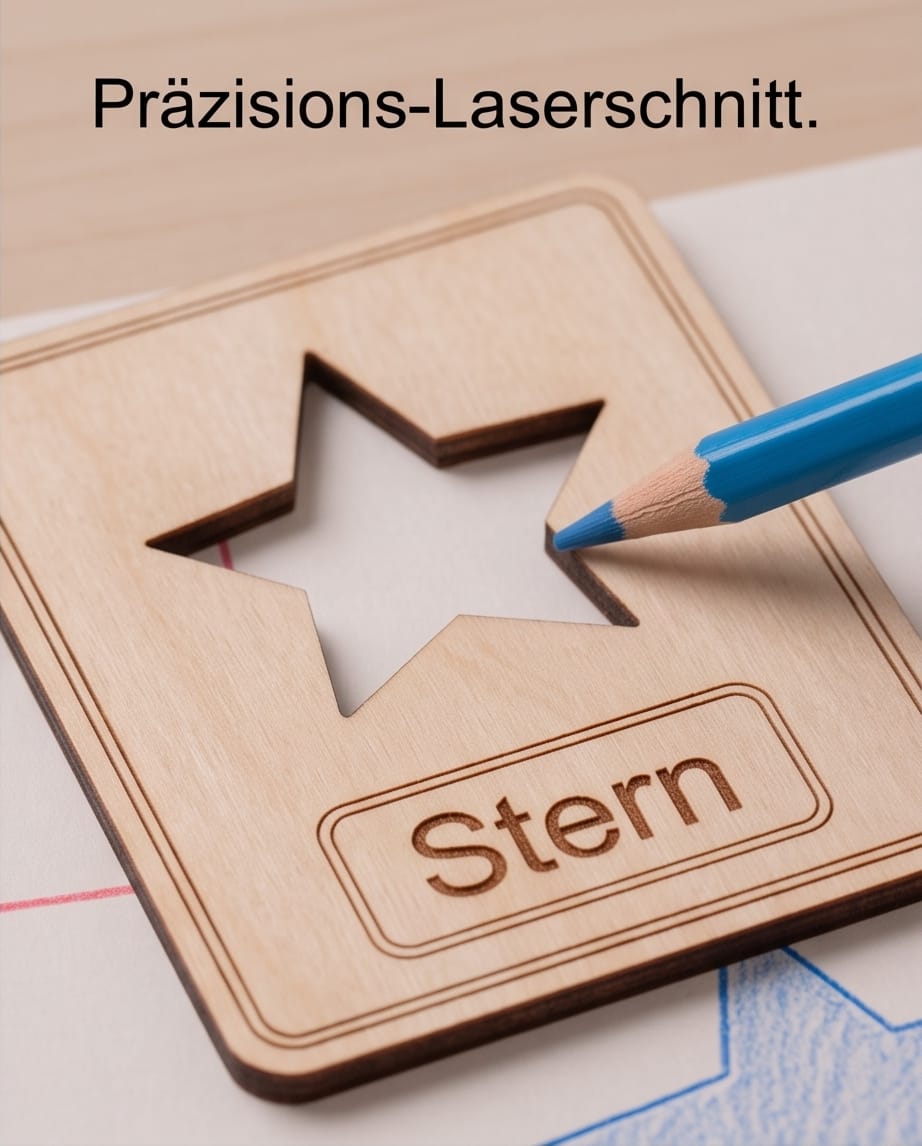 Montessori Formen-Puzzle & Zeichenschablone aus Holz (2-in-1 Set) | 10-teilig inkl. Säckchen