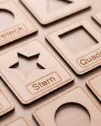 Montessori Formen-Puzzle & Zeichenschablone aus Holz (2-in-1 Set) | 10-teilig inkl. Säckchen